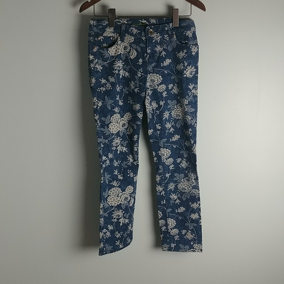 Lauren Jean Company Floral Denim Jeans Pants - Picture 1 of 7